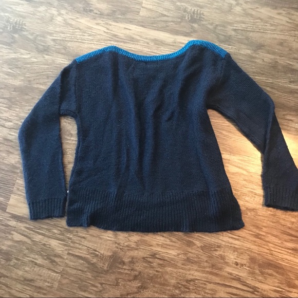 TOPSHOP French Blue Metallic Chunky Soft Fuzzy Sweater Size 8 - Picture 4 of 7